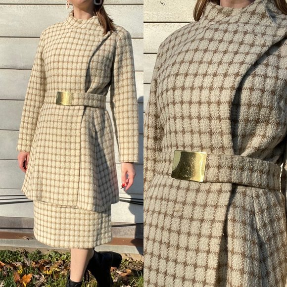 SIZE S | Vintage  3 Piece Matching Jacket Belt and Skirt Set - Picture 1 of 5
